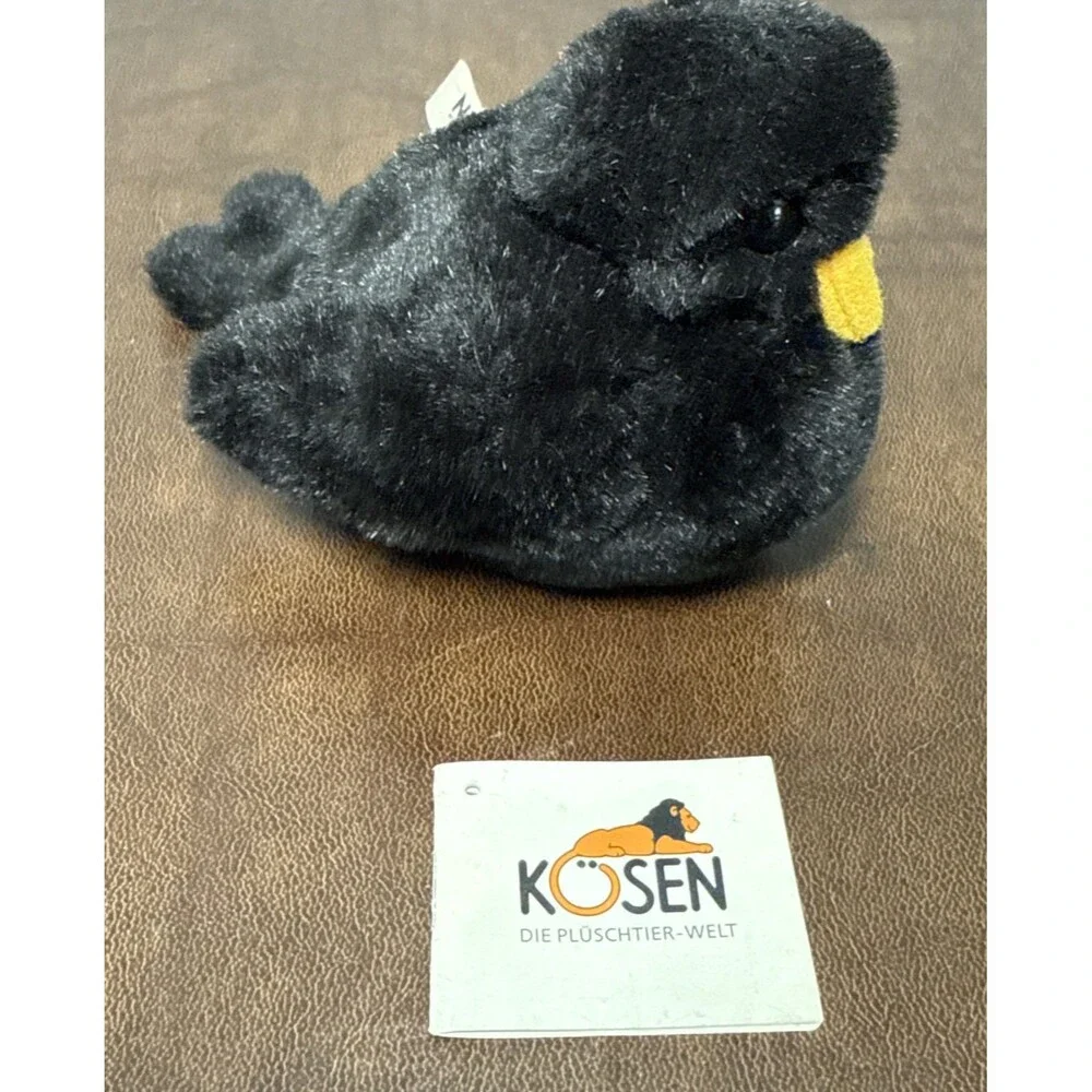 Kosen Black Bird Raven Crow Plush Toy Kösen Made in Germany w/ Brochure Retired